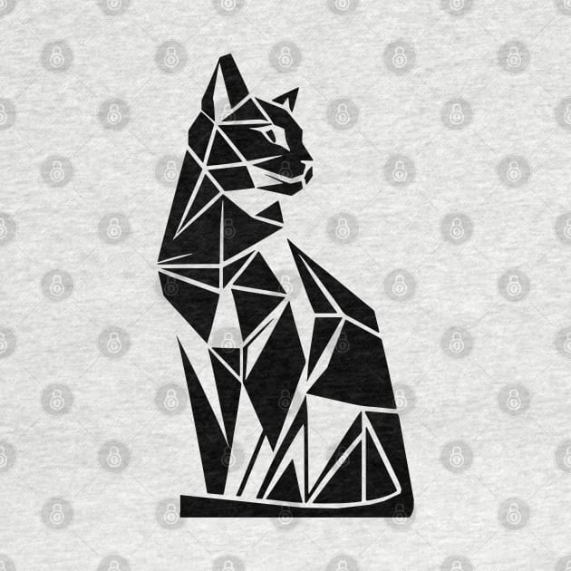 Black Geometric Cat by Delicious Art
